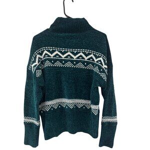 Christian Siriano Women's Green and White Fair Isle Sweater